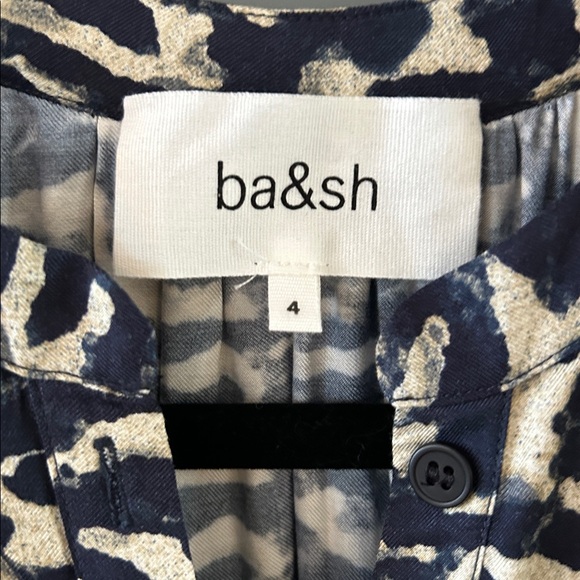 ba&sh Aisha Mini Long sleeve Dress in Blue Graphic NWT - Picture 8 of 15